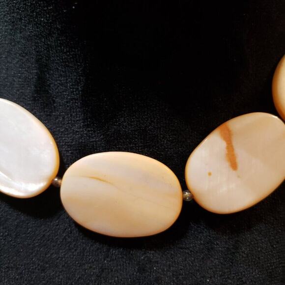 Womens Fashion BeigeBone Discs Beaded Necklace Jewelry with Toggle Clasp - Picture 4 of 6